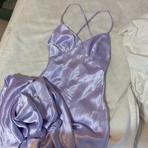 purple silk maxi/prom dress - urban outfitters